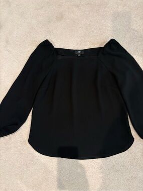 J.Crew 365 Puff Sleeve Blouse Black Size 8 Career Office Top